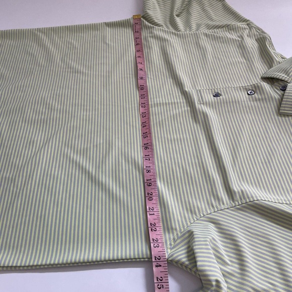 FootJoy Polo Shirt Men's‎ Large Yellow Striped FJ Short Sleeve Golf Stretchy Top - Picture 5 of 9